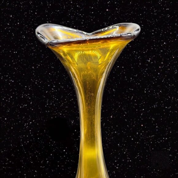 Bo Borgstrom Jack In The Pulpit Vase Aseda Glasbruk Swedish Glass Amber Clear - Picture 6 of 15